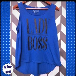 5/25 LADY BOSS high low cropped blue tank